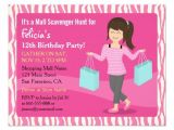 Shopping Party Invitation Wording Free Printable Mall Scavenger Hunt Birthday Party