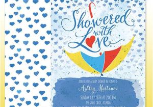 Showered with Love Baby Shower Invitations Watercolor Baby Shower Invitation Diy Print Showered
