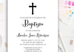 Simple Baptism Invitations Editable Baptism Invitation Simple Black White Elegant Pdf