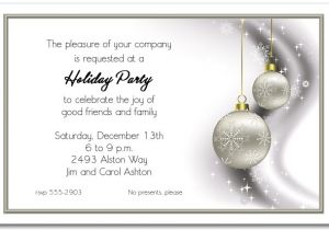 Simple Christmas Party Invitations Rhinestone Silver ornaments Holiday Invitations Christmas