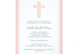 Simple Girl Baptism Invitations Simple Holy Cross Pink Girl Christening Invitation