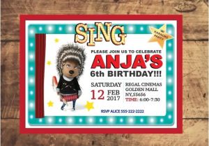 Sing Party Invitations Sing Movie Birthday Invitation ash Invite Printable