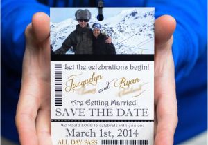 Ski Pass Wedding Invitations Custom Ski Pass Lift Ticket Save the Date Wedding
