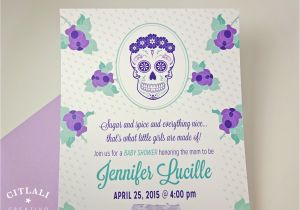 Skull Baby Shower Invitations Sugar Skull Baby Shower Invitations In Rose Floral by Citlali