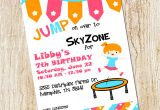 Sky Zone Birthday Invitation Template Trampoline Party Invitation Sky Zone Birthday Invitation