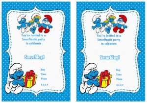 Smurf Baby Shower Invitations Smurf Birthday Invitations