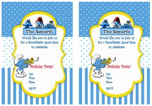 Smurf Baby Shower Invitations Smurf Birthday Invitations
