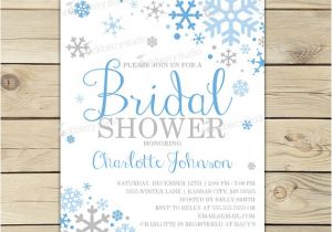Snowflake Bridal Shower Invitations Winter Bridal Shower Invitation Printable Blue and Grey