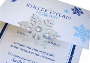 Snowflake themed Wedding Invitations Royal Blue Turquoise Snowflake themed Wedding Invitation
