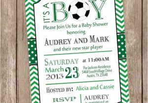 Soccer Baby Shower Invitations Chevron soccer Baby Shower Invitation soccer Green