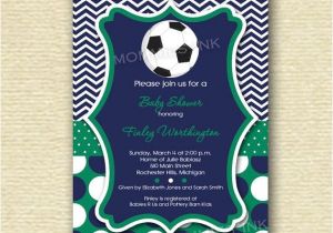 Soccer Ball Baby Shower Invitations Chevron and Polka Dot soccer Baby Shower Invitation