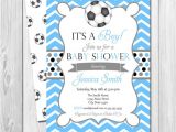 Soccer Ball Baby Shower Invitations soccer Baby Shower Invitation Chevron Stripes Blue