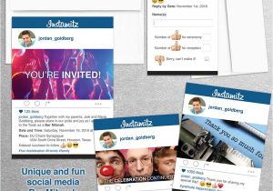 Social Media Party Invitations social Media Sharing Bar Mitzvah Invitation Set My