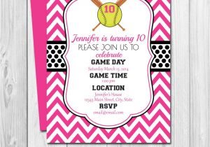 Softball Birthday Party Invitations softball Birthday Party Invitation Pink and Black Chevron