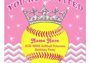 Softball Invitations Birthday softball Princess softball Birthday Invitations Zazzle