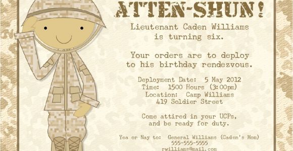 Soldier Birthday Party Invitations Bear River Photo Greetings soldier Birthday Party Invitation