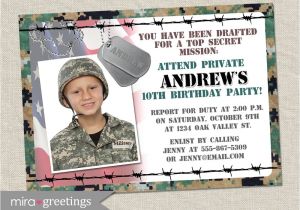Soldier Birthday Party Invitations Military Birthday Party Invitation Camo Invites Army Party