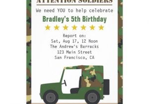 Soldier Birthday Party Invitations Military Camouflage Pattern soldier Boy Birthday 5×7 Paper