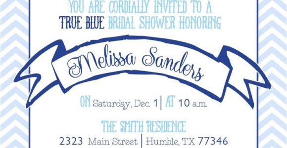 Something Blue Bridal Shower Invitations Chevron something Blue Bridal Shower Invitation Bailey