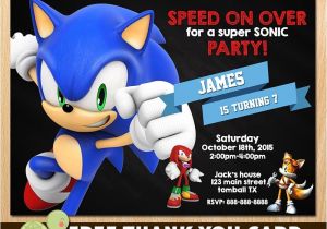 Sonic Birthday Party Invitations sonic Invitation sonic the Hedgehog Invites Sega sonic