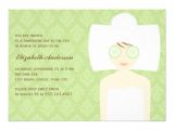 Spa Bridal Shower Invitations Green Damask Pattern Spa Bridal Shower 5×7 Paper