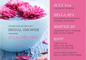 Spa Bridal Shower Invitations Pink Floating Flowers Spa Day Bridal Shower Invite Template
