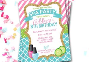 Spa Invitations for Birthday Party Spa Birthday Invitation Spa Party Invitation Sleepover