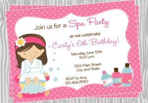 Spa Invitations for Birthday Party Spa Birthday Party Invitations Party Invitations Templates