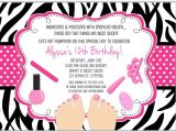 Spa Invitations for Birthday Party Zebra Pedicure Spa Birthday Party Invitations Glamour