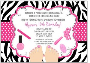 Spa Invitations for Birthday Party Zebra Pedicure Spa Birthday Party Invitations Glamour