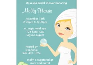 Spa themed Bridal Shower Invitations Spa Bridal Shower Party Invitation 5" X 7" Invitation Card