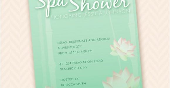 Spa themed Bridal Shower Invitations Spa themed Bridal Shower Invitation