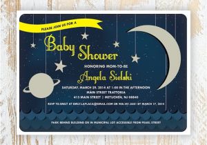Space themed Baby Shower Invitations Over the Moon Space themed Baby Shower Invitations Uni