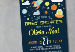 Space themed Baby Shower Invitations to the Moon and Back Invitation Outer Space Planet