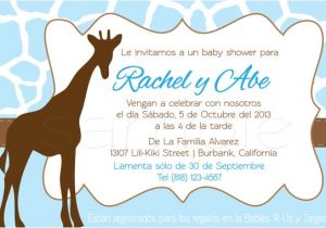 Spanish Baby Shower Invitation Items Similar to Spanish Giraffe Baby Shower Invitations
