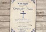 Spanish Invitations for Baptism Spanish Printable Baptism Christening Invitations Burlap Cross