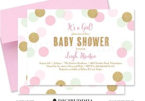Sparkle Baby Shower Invitations Blush Pink Mint Baby Shower Invitations Gold Baby