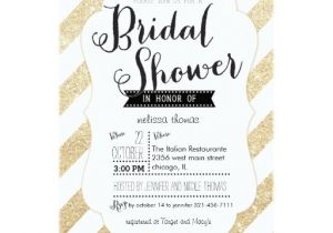 Sparkly Bridal Shower Invitations Gold Glitter Stripes Bridal Shower Invitation