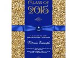 Sparkly Graduation Invitations Blue and Gold Glitter Graduation Announcements Zazzle