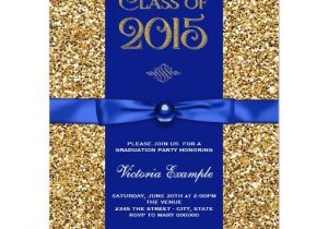 Sparkly Graduation Invitations Blue and Gold Glitter Graduation Announcements Zazzle