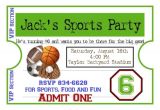 Sports Birthday Party Invitation Wording Personalized Sports Invitations Football Basketball soccer
