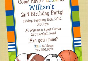 Sports Birthday Party Invitation Wording Sports Printable Birthday Invitation Personalized by