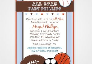 Sports themed Baby Shower Invitation Templates Sports themed Baby Shower Invitations