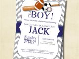 Sports themed Baby Shower Invitations for Boy Gray and Blue Chevron Sports theme Baby Shower Invitation