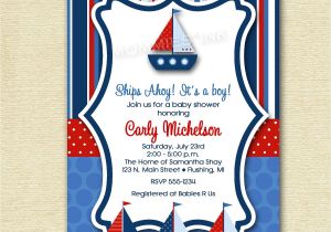 Sprinkle Birthday Party Invitations Ships Ahoy Sailboat Baby Shower or Birthday Party