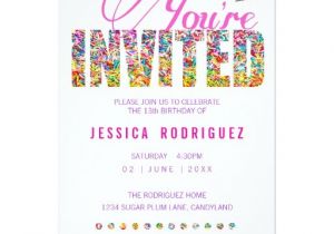Sprinkles Birthday Party Invitations Personalized Candy theme Birthday Party Invitations