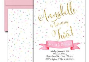 Sprinkles Birthday Party Invitations Sprinkle Birthday Invitation Pink Pastel Gold