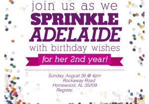 Sprinkles Birthday Party Invitations Sprinkle Party Second Birthday Party Je Vois