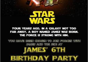 Star Wars Birthday Invitation Template Custom Printable Happy Birthday Invitation Lego Star Wars