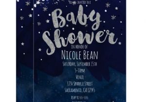 Starry Night Baby Shower Invitations Baby Shower Blue & Silver Starry Night Invitations